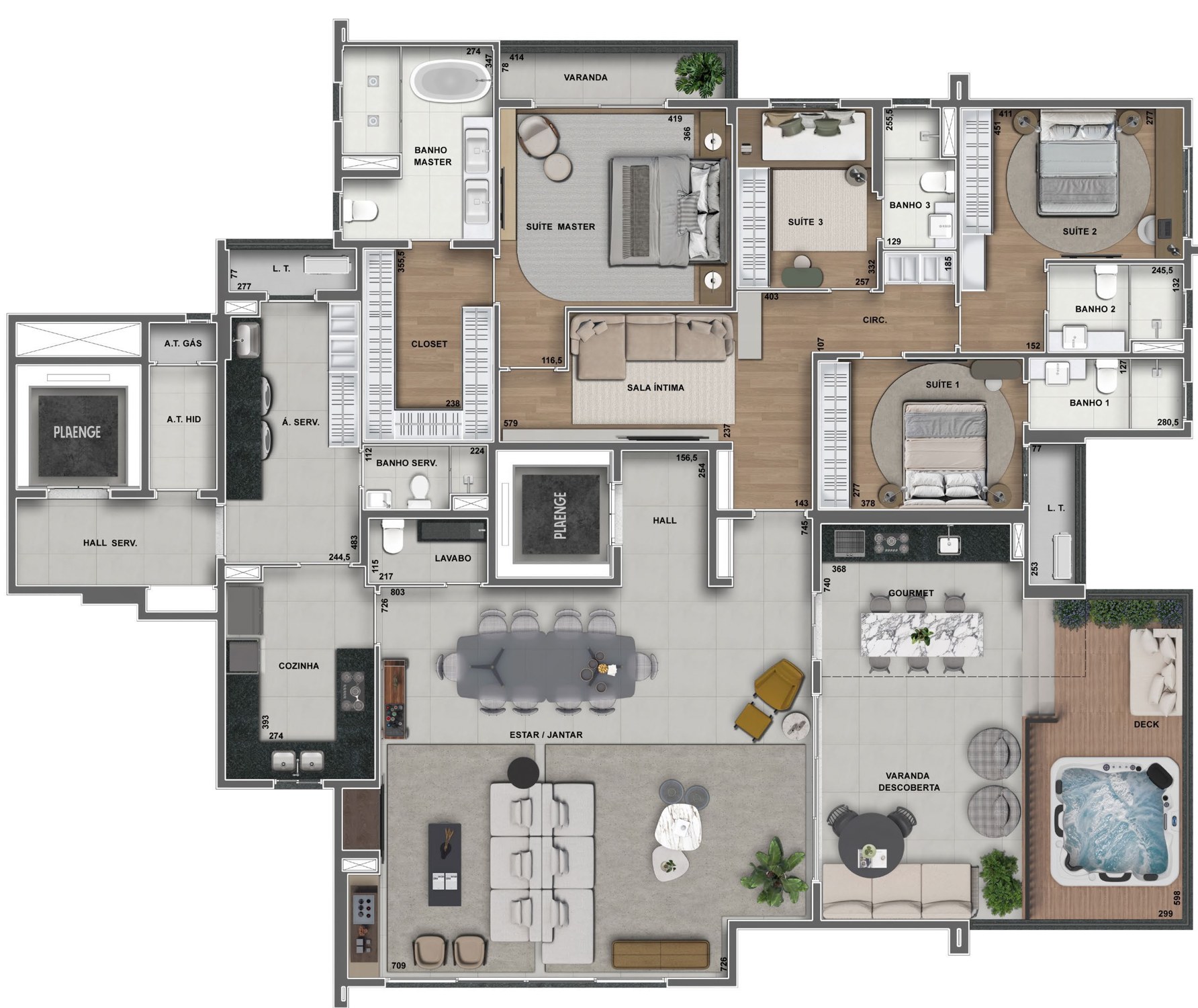 Planta Penthouse de 279 metros quadrados